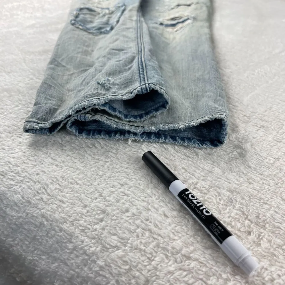 American‎ Eagle Tomgirl Jeans Womens 8 Blue Button Fly Distressed Patched Denim - Image 10