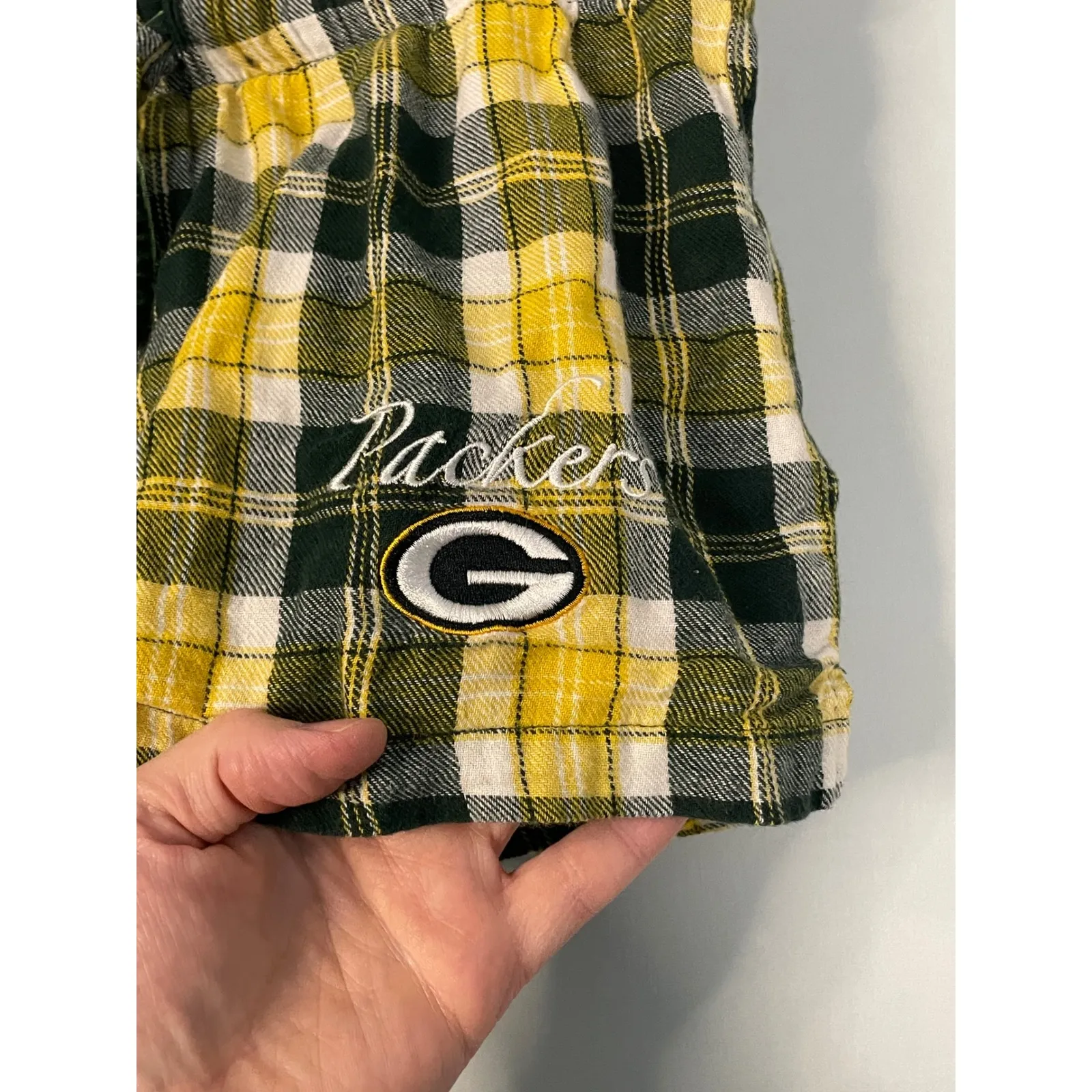 Reebok NFL Green Bay‎ Packers Plaid Flannel Pajama Sleep Shorts Womens SMALL - Image 2