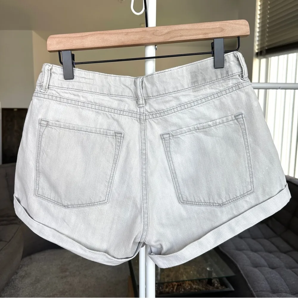 All Saints Mid Rise Denim Jean Shorts Light Wash Gray Size 29 100% Cotton - Image 4