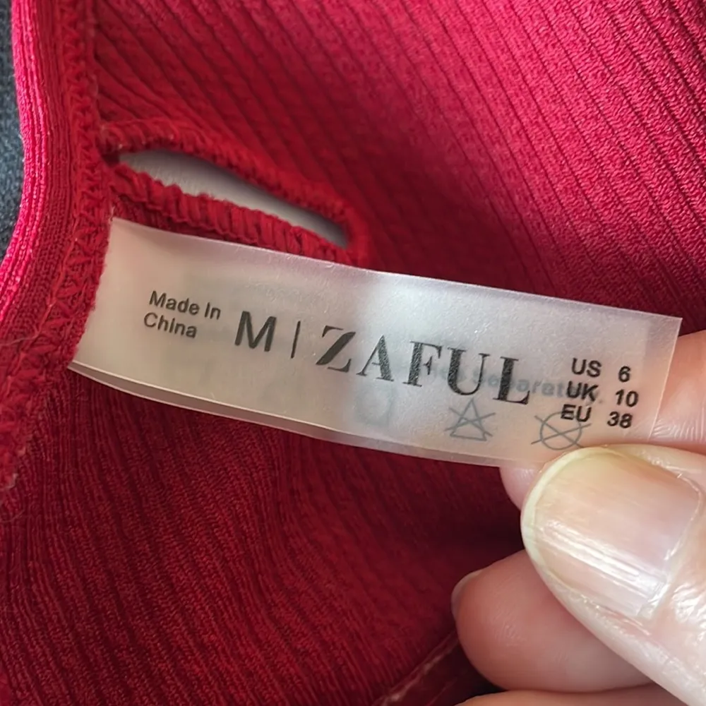 Zaful Wine Ribbed Bikini Top 6 - Image 3