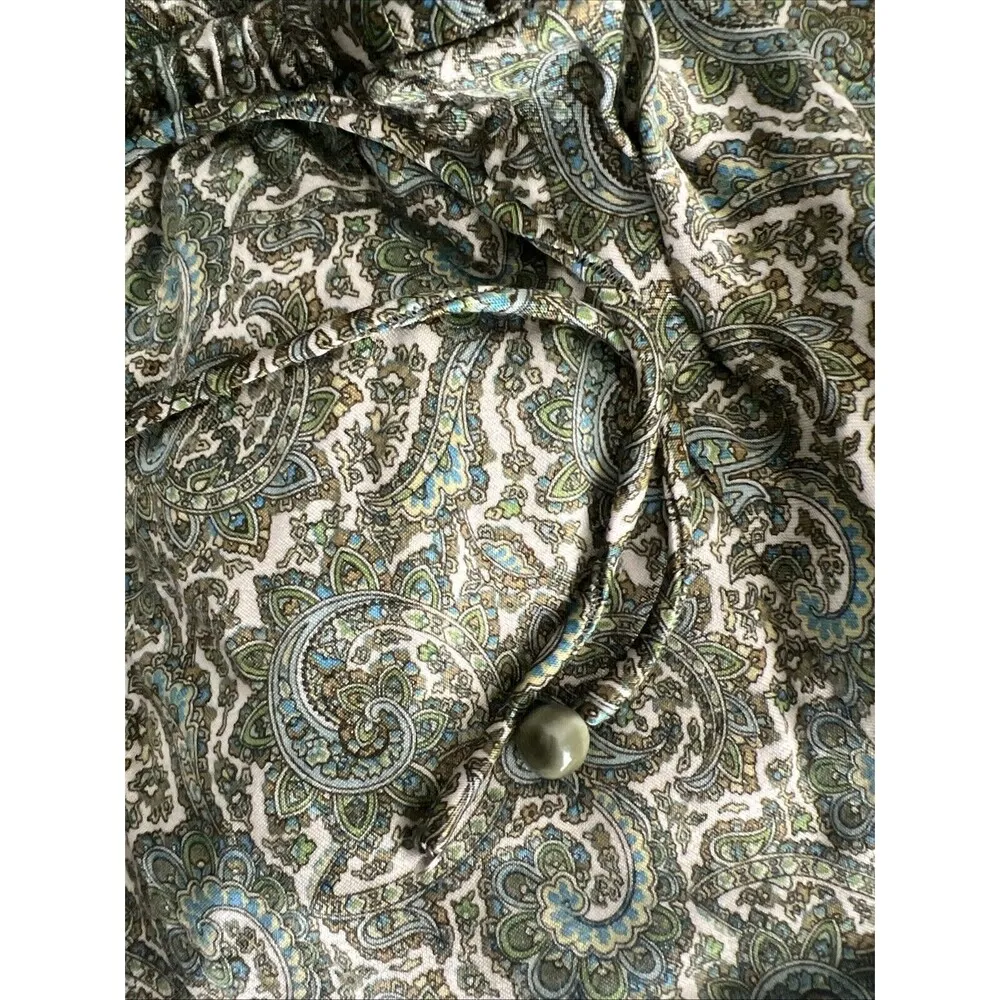 Zara Women's Medium Paisley Maxi Skirt Green Elastic Waist Flowy Boho Lagenlook - Image 11