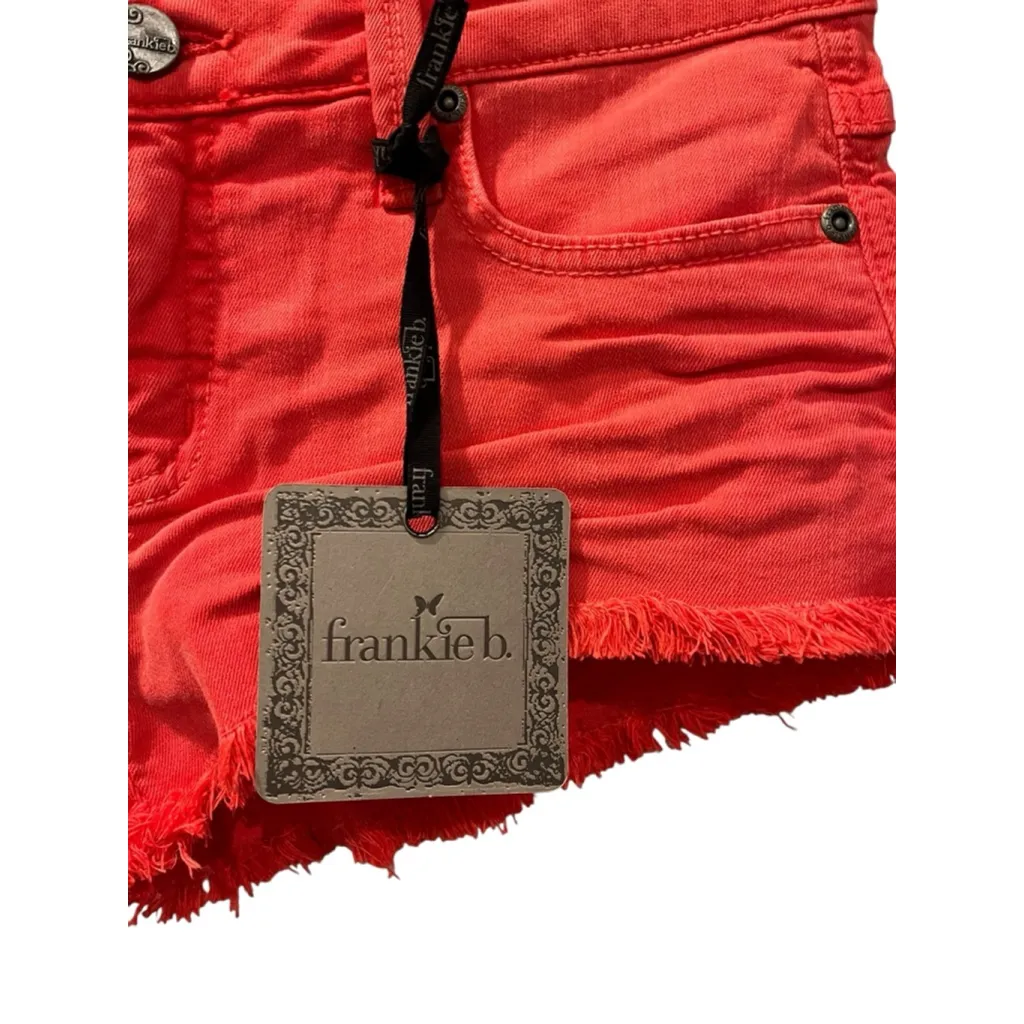 Franky B. NWT Low Rise Red/Pink Denim Jean Shorts Size 26 Cutoff Casual Summer Pink - Image 3