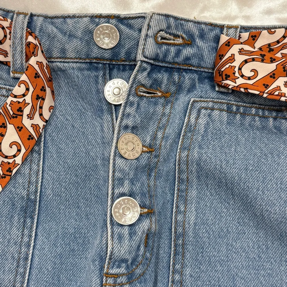 Sandro Paris Jamy Denim Shorts Scarf Belt Tie Button Up Bleu Jean Size 36/4 - Image 11