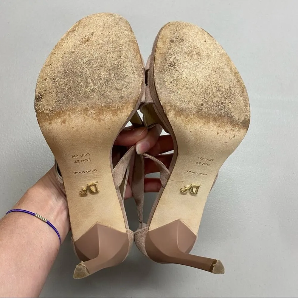 Diane Von Furstenberg High Heel Suede Cream Strappy US Womens Size 7 (37 EUR) - Image 5