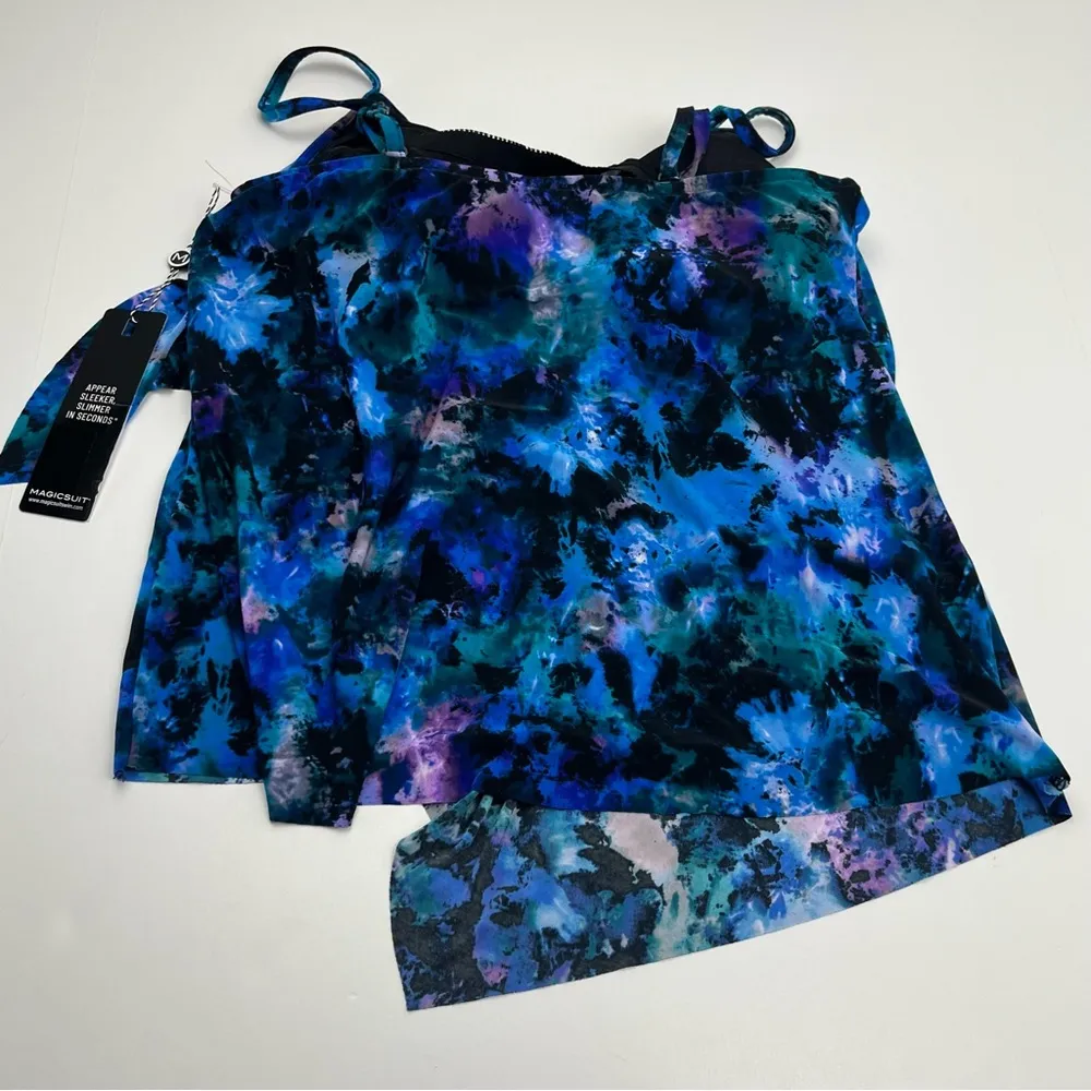 Magicsuit Peace Out Carma Tankini Swimsuit Swim Top Women Size 10 Blue Black NEW - Image 12