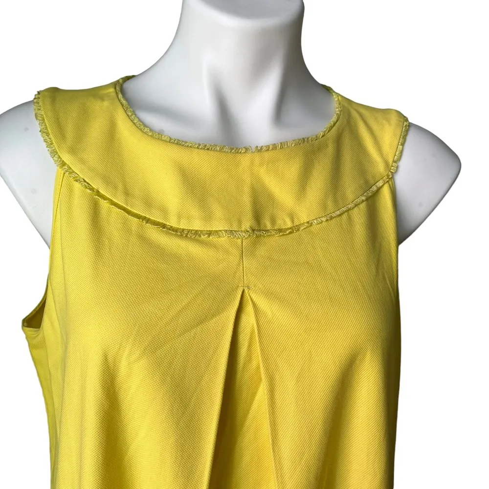 Piazza Sempione Yellow Sleeveless Smock Shift Dress with Front Pleat - Image 7
