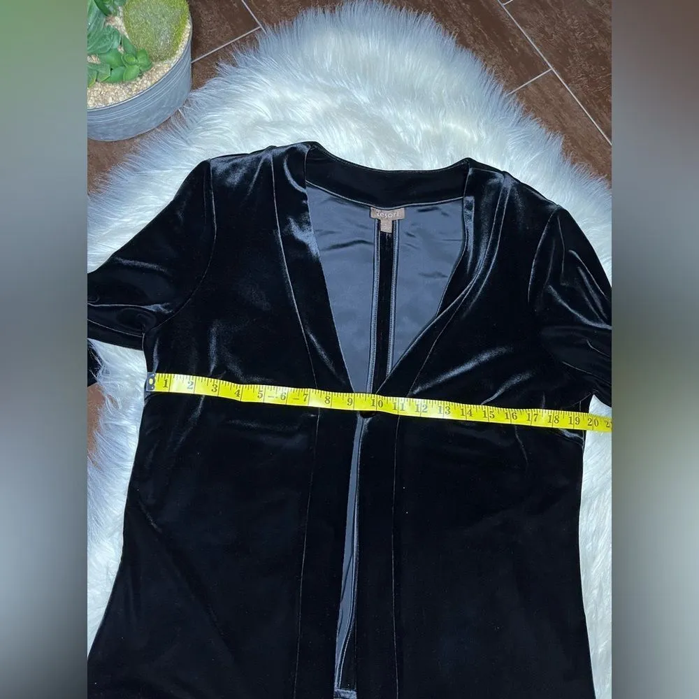 Tesori Black velvet 1 button cardigan sz large Black - Image 4