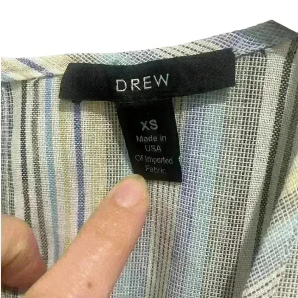 Drew Anthropologie Striped Sleeveless Wide Leg Jumpsuit Blue Grey‎ White XS - Image 4