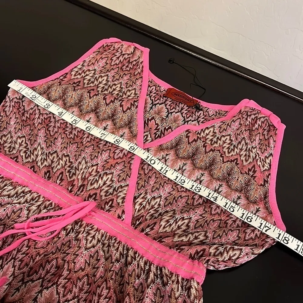 MISSONI Foulard chevron mini dress beach cover pink size 2 (S), NWOT - Image 8