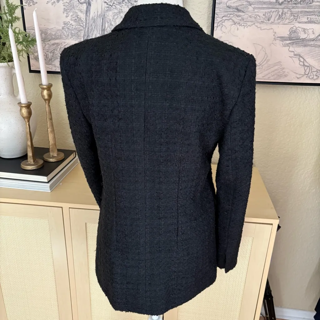 ZARA Black Tweed Textured Blazer Size‎ Medium - Image 6