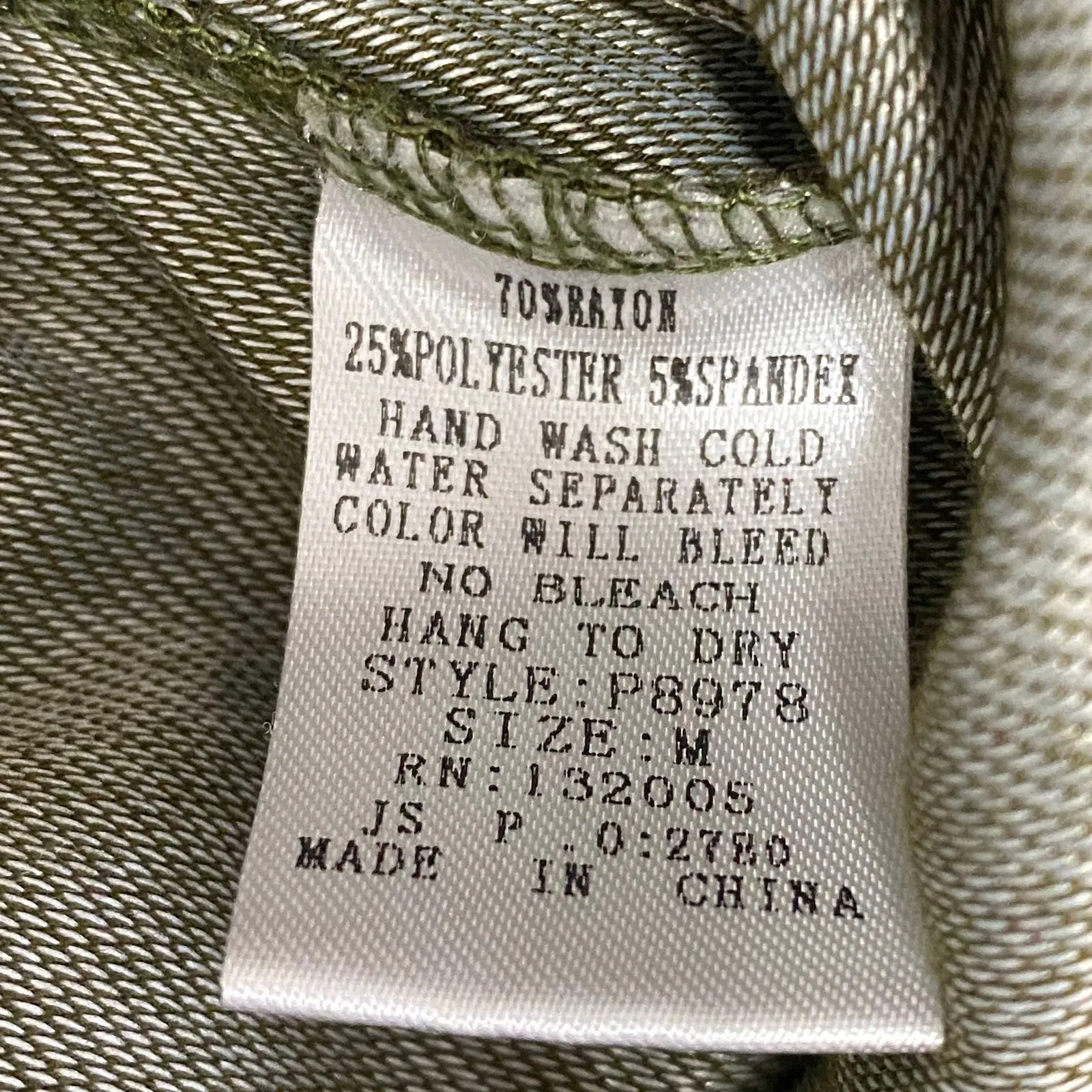 Entro Olive Green Pull On Moto Style Stretch Leggings Women's Size Medium M - Image 8