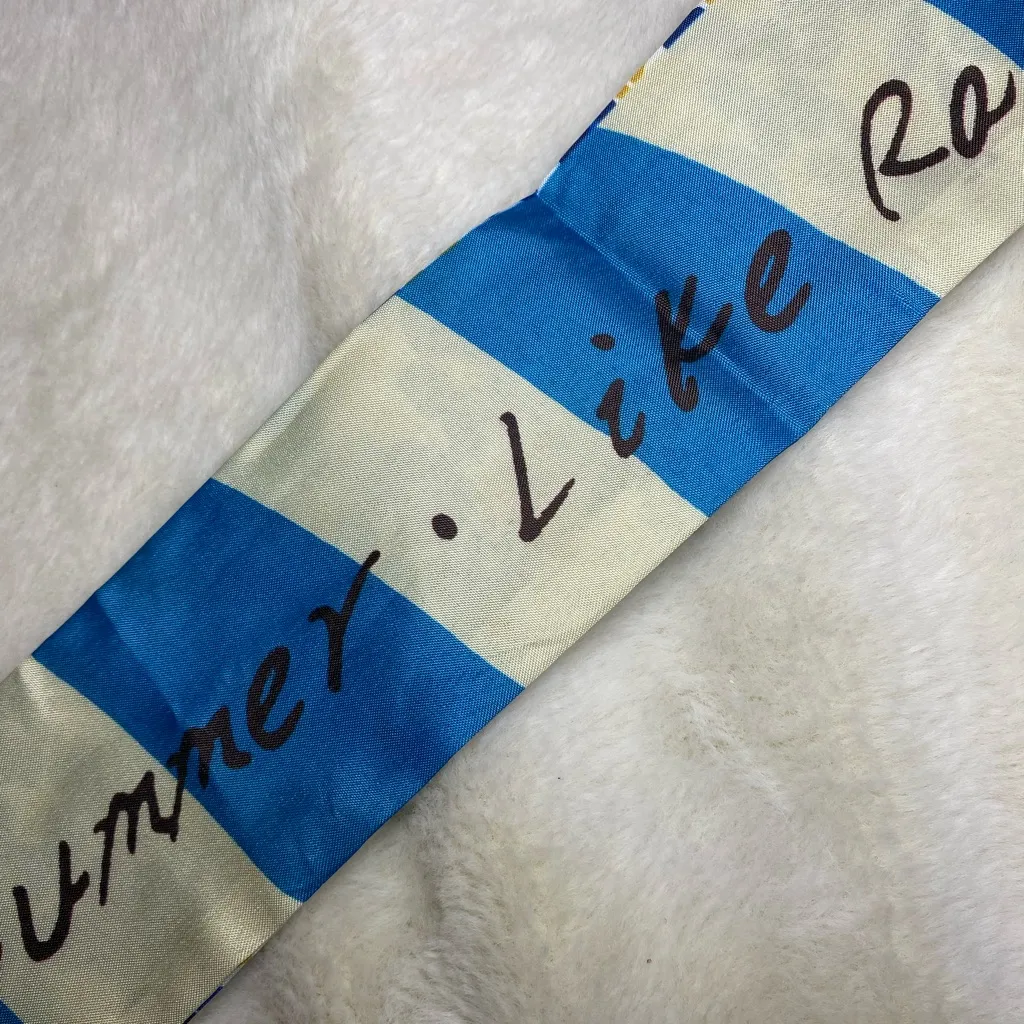 Blue & Gold Floral Bag Twilly / Scarf ‘Like Summer. Like Rain’ NEW - Image 5