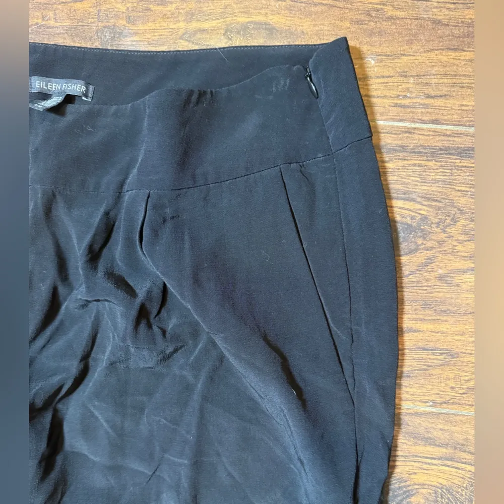 EILEEN FISHER Women’s Black Viscose Jersey Cropped Pant Sz L - Image 5