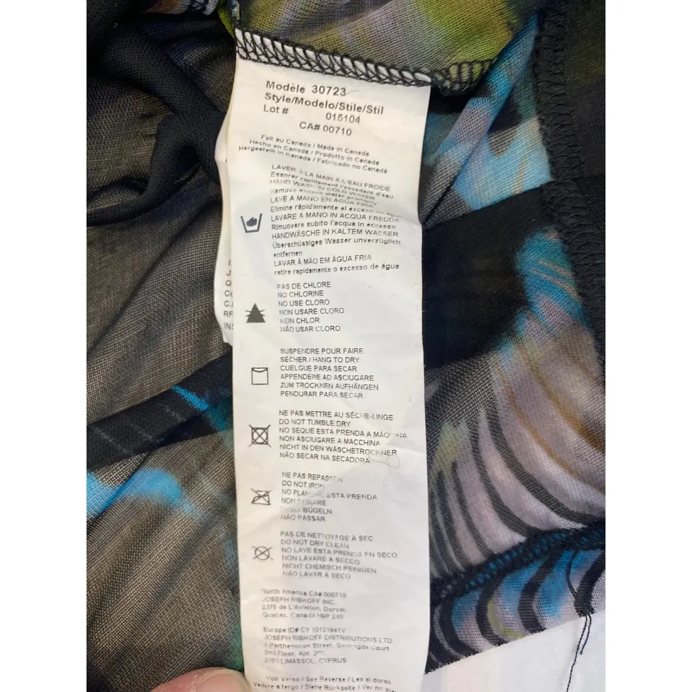 Joseph Ribkoff Sheer Black Blue Button Tunic Sz S Abstract Long Sleeve Cover Up - Image 9