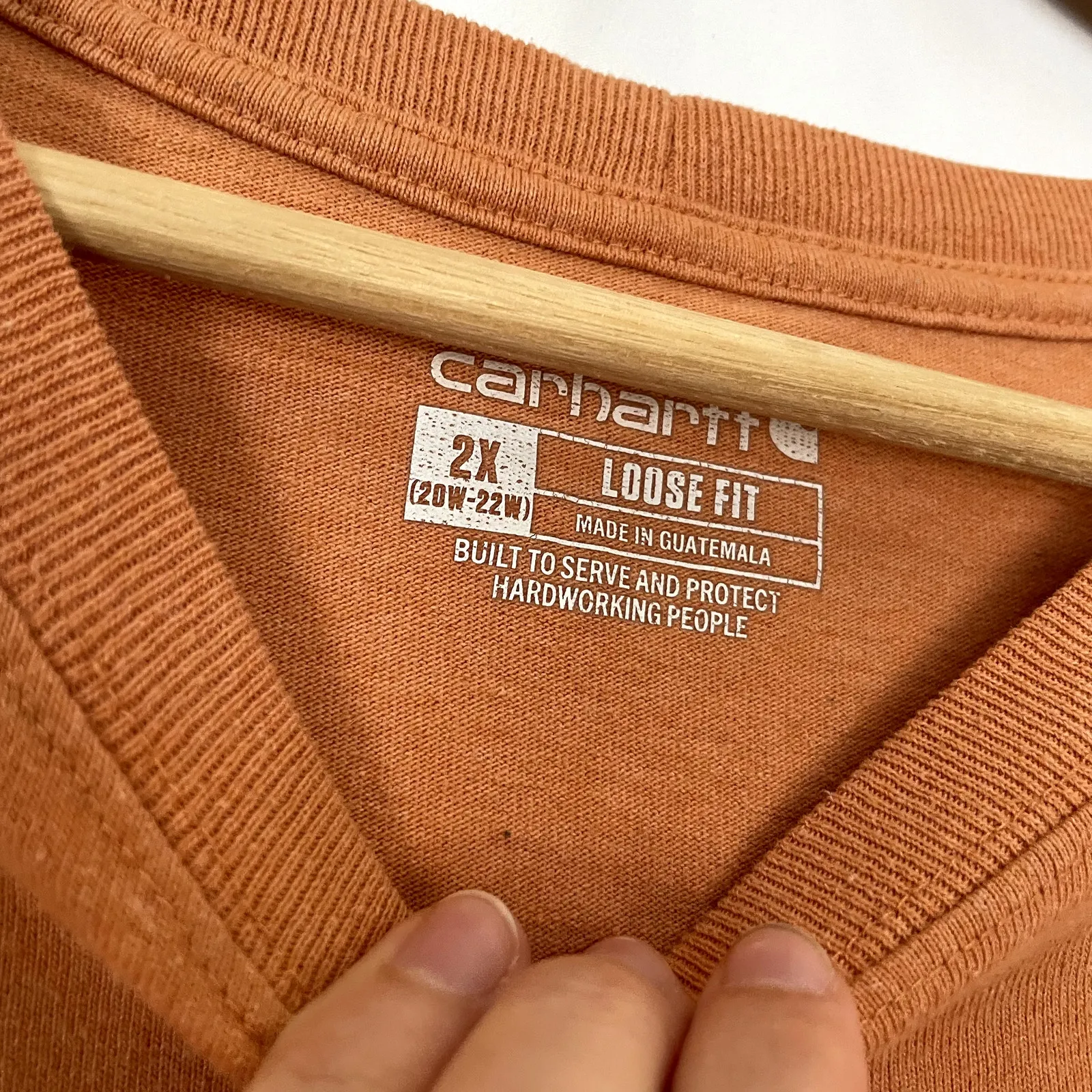 Carhartt loose fit orange short sleeved t-shirt women's size 2XL front pocket - Image 3