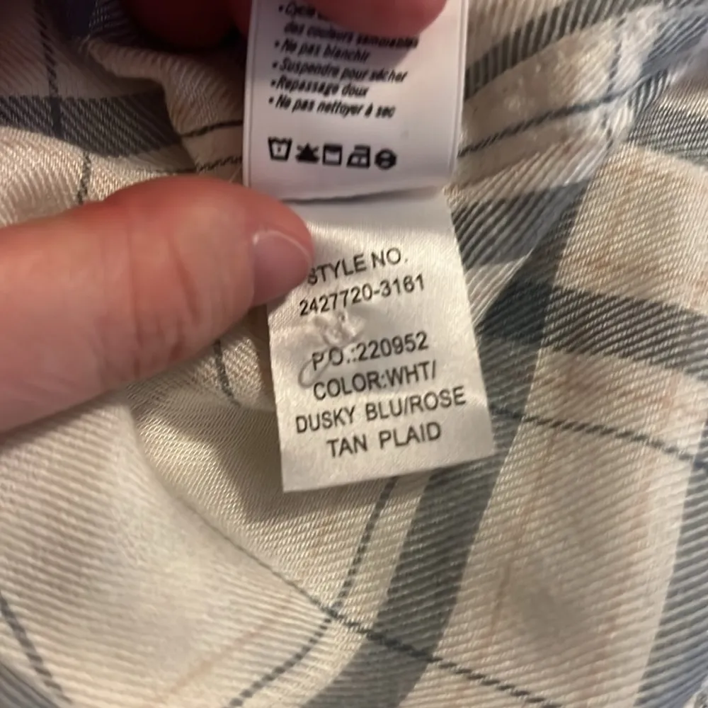 Paige Plaid Button Down Shirt Size Small Wht/Blue/Tan - Image 8