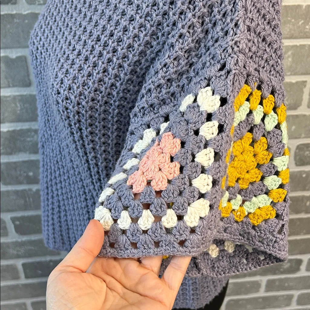 Universal Thread Granny Square Lilac Short Sleeve Sweater Women’s Size S So Cute - Image 10