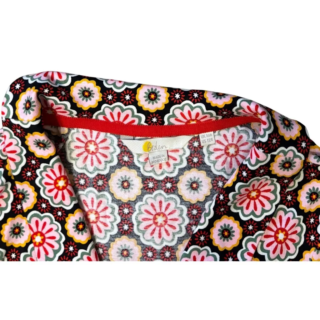 Boden 12R 16R UK Fixed Wrap Dress Stretch Jersey Opulent Daisy Black Floral Pink - Image 9