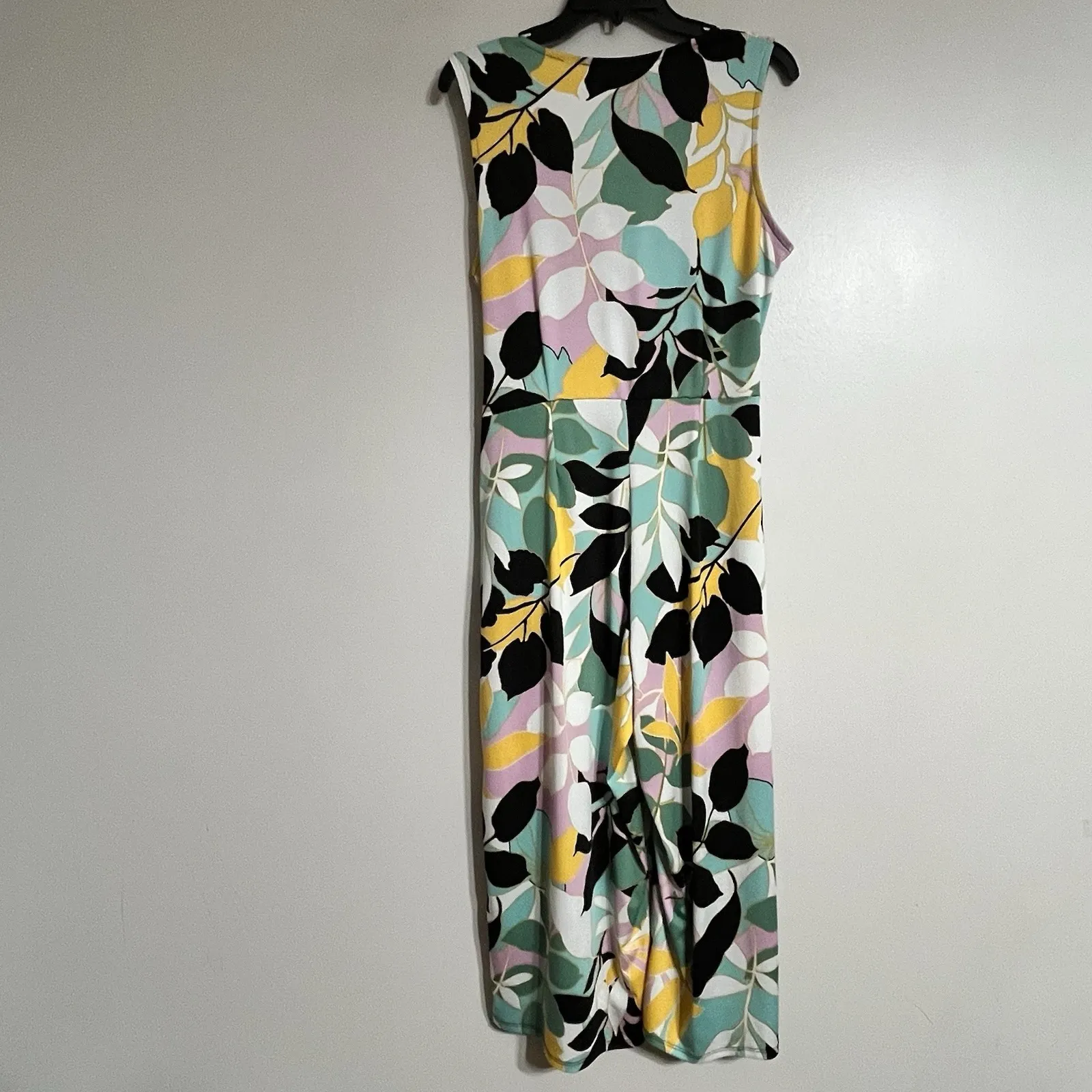 Nina Leonard Faux Wrap Jumpsuit Women Large Multicolor Floral V-Neck Tie Waist - Image 10