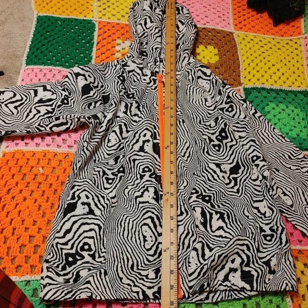 FILA Sport White Black Neon Coral Zebra Print Thin Long Sleeve Jacket Size XS - Image 15