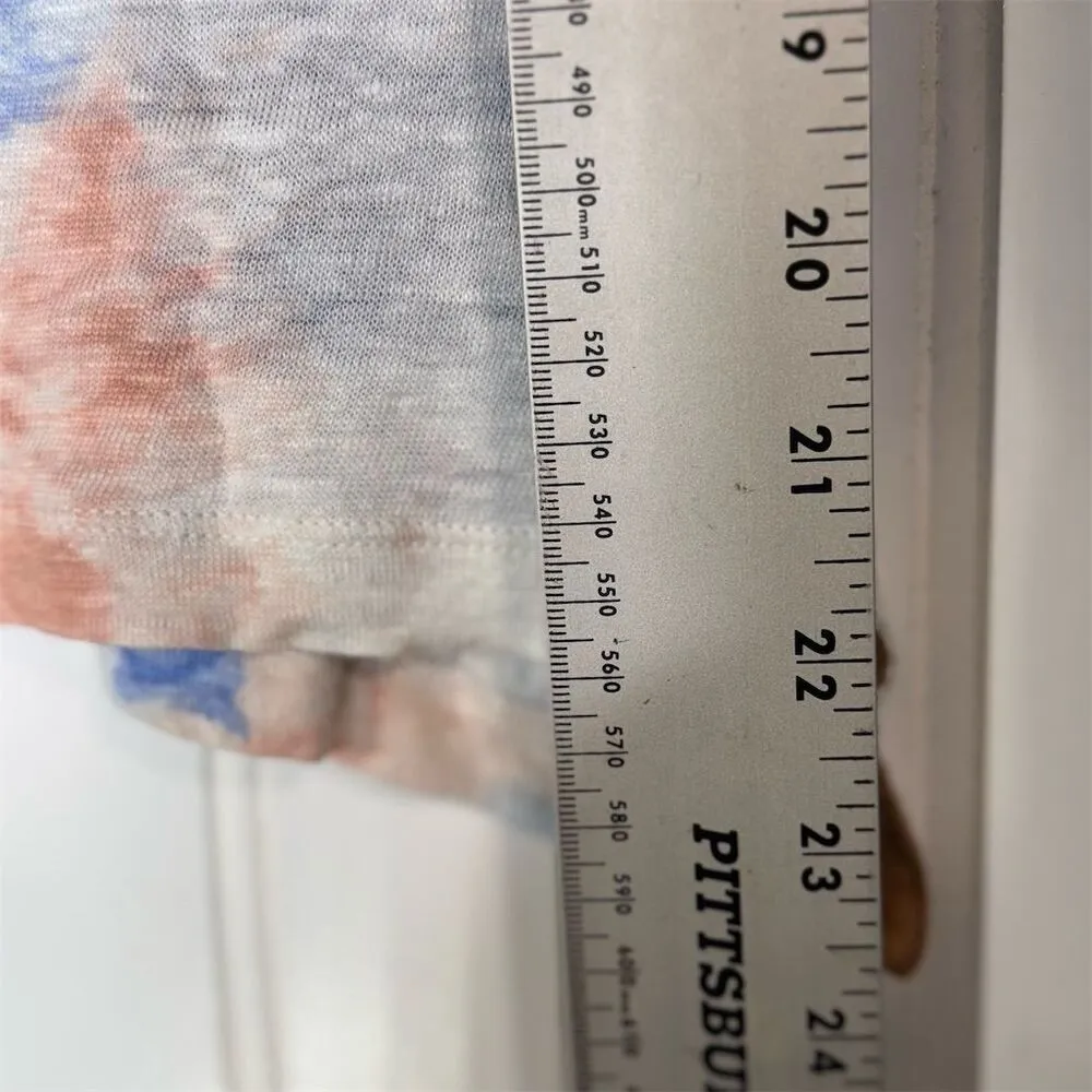 Cynthia Rowley Linen Tie-Dye T-Shirt Top M | Boho Festival V-Neck Cap Sleeve - Image 5