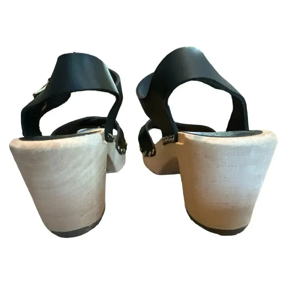 MIA Gertrude Clog made in sweden wooden sole leather EU37 hippie 70's - Image 3