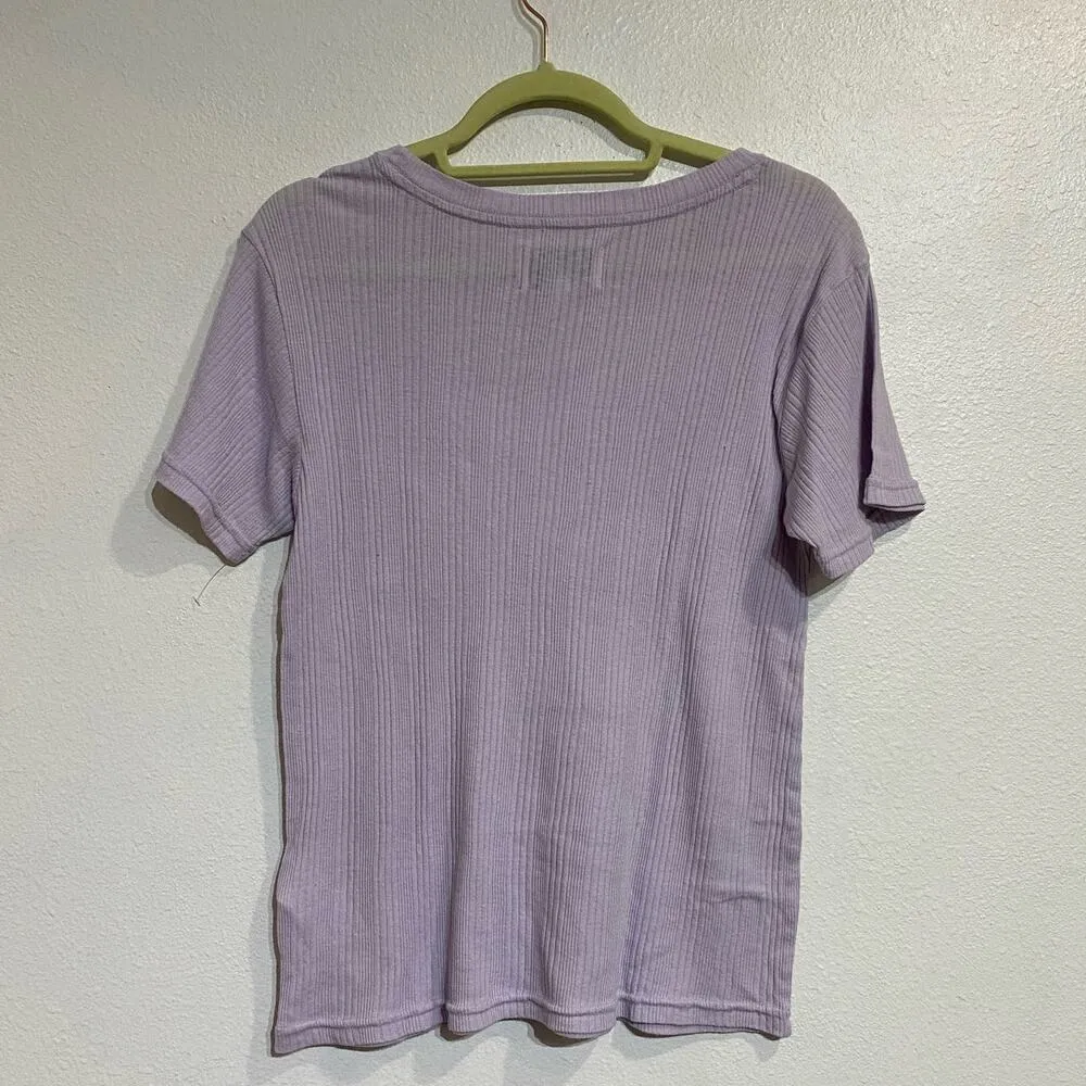 Current/Elliott Purple Ribbed Short Sleeve Tee Sz L NWOT - Image 9