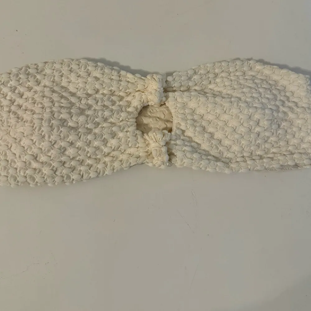 Strapless Cut Out Bandeau Bikini Top-Textured Beige Size Small - Image 4