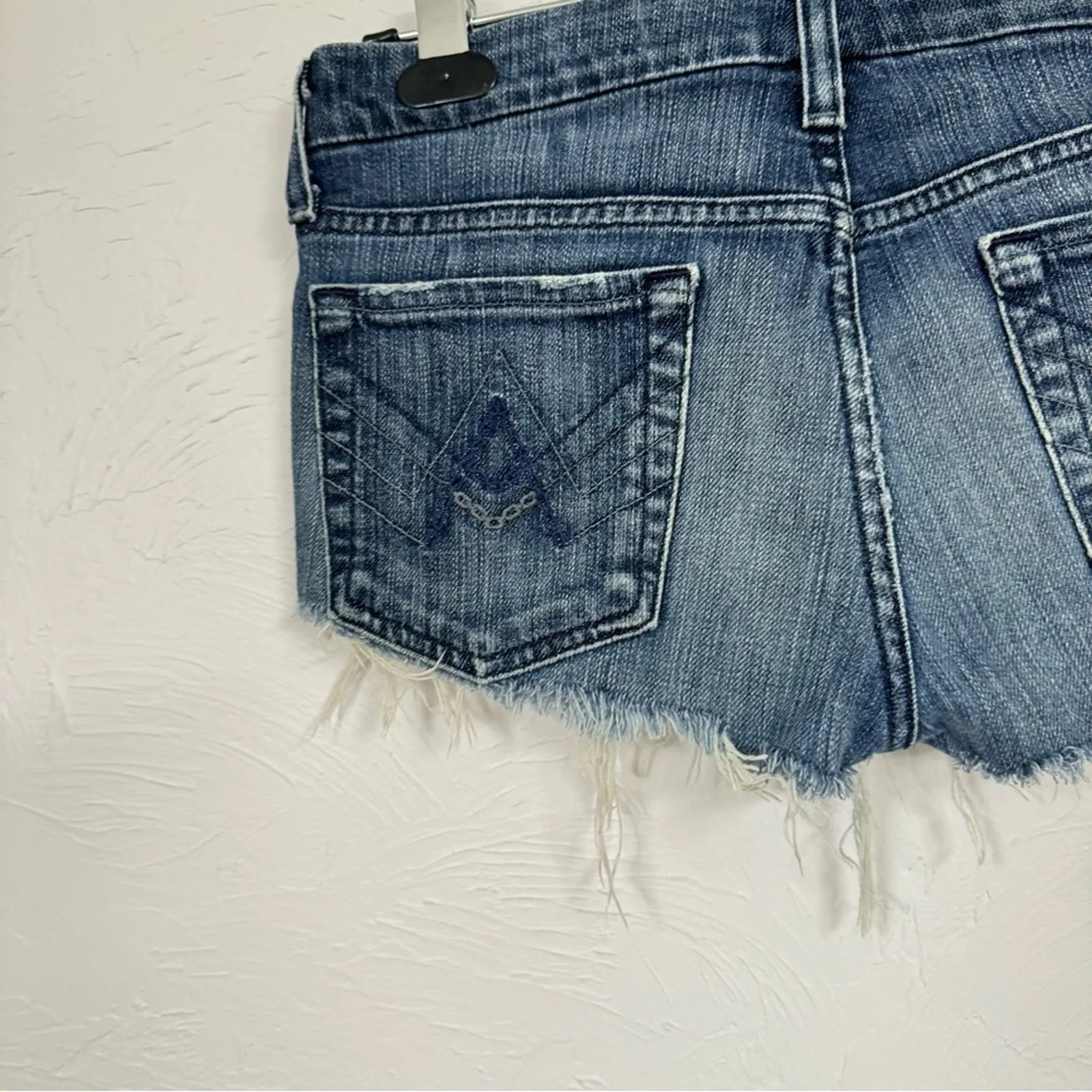 7 For All Mankind A Pocket Micro Cut Off Jean Shorts Women 28 Festival Denim Y2K - Image 8