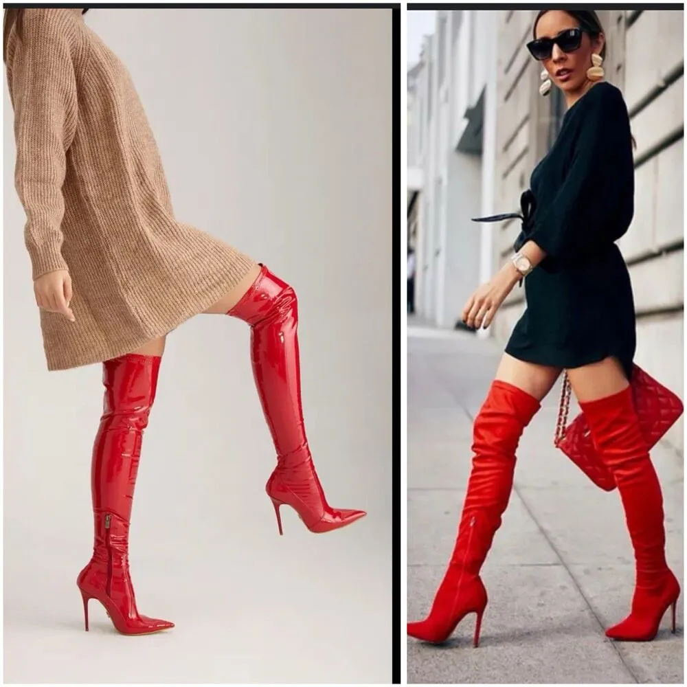 Jessica Simpson Women Over the Knee Stiletto Heel Dress Boot Red 5 1/2 M/36 - Image 8