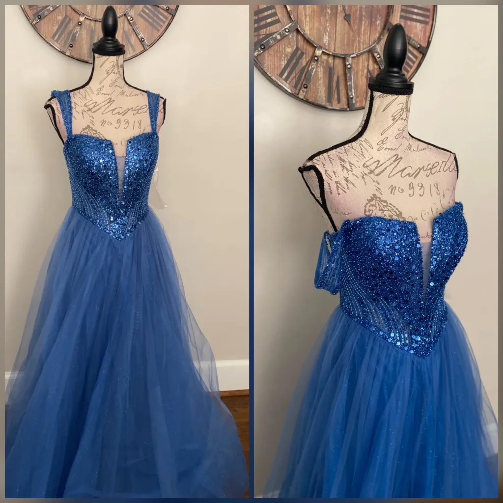 Beaded blue sparkly a - Image 4