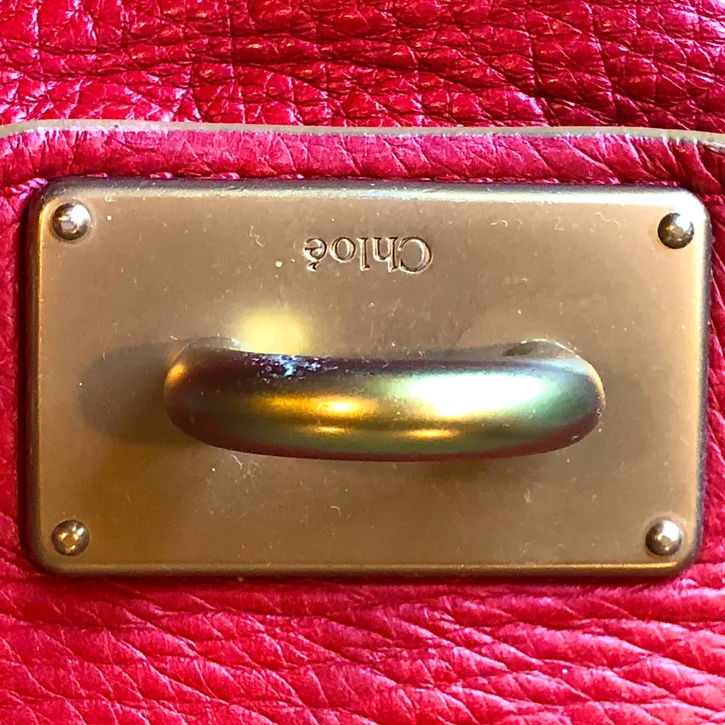 CHLOE Paddington Lock and Key Small Red Leather Padlock Bag With Dust Bag - Image 11