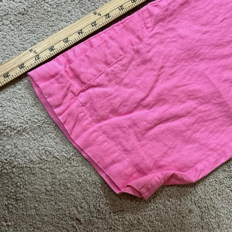 Athleta Pink Linen Blend Drawstring Wide Leg Pants Women's Size L Casual Comfort - Image 6