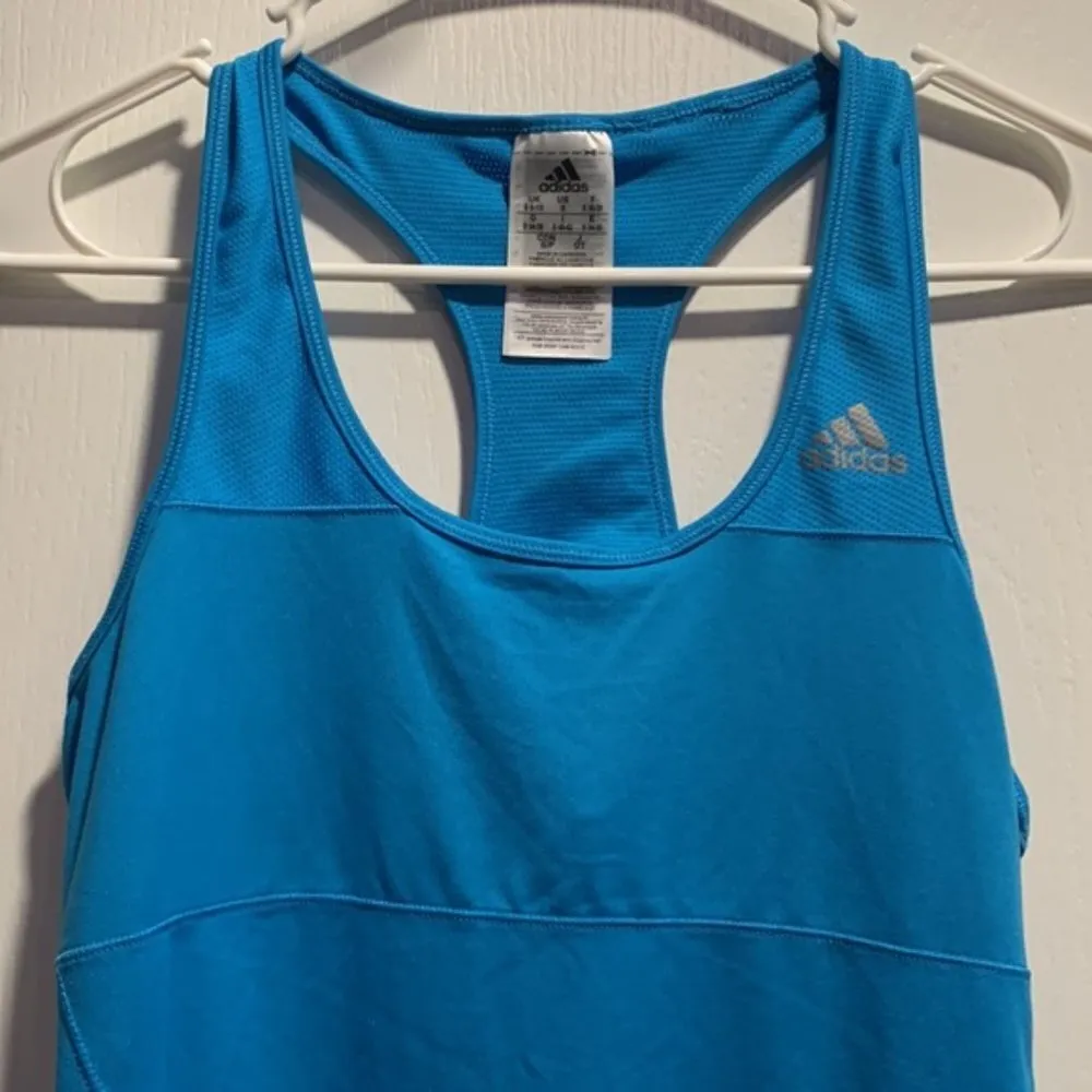 Adidas Blue Racerback Tank Top Shirt Gym Activewear Running Size Small EUC #6042 - Image 6