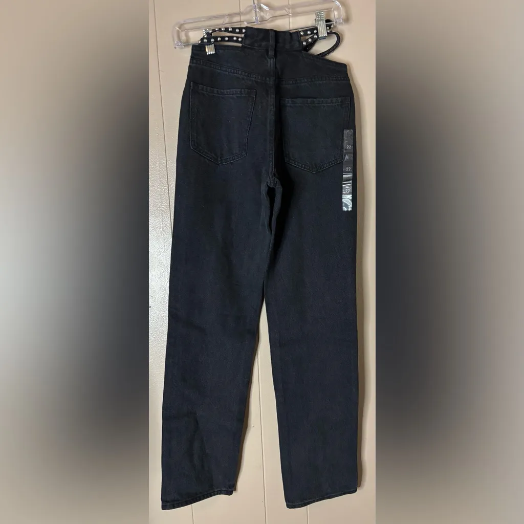 Kendall & Kylie Eco Black Strappy Stud Dad Jeans Size 22 - Image 6