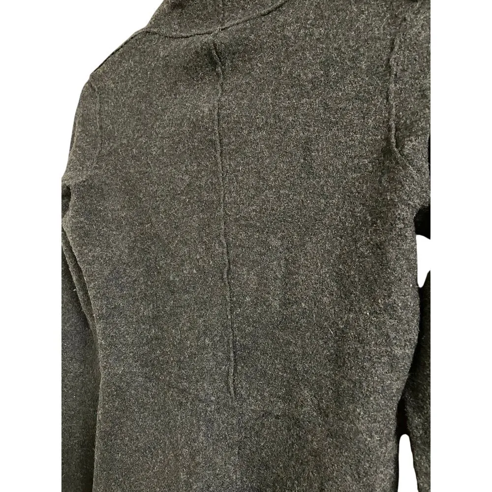 Eileen Fisher Petite Charcoal 100% Merino Wool Asymmetrical Zip Jacket P - Image 7
