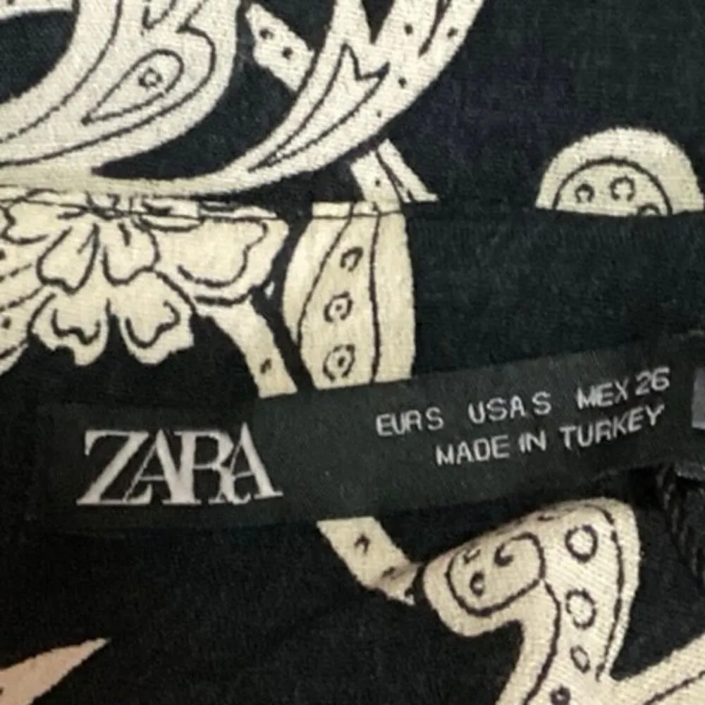 Zara Women's Black White Floral PaisleyRuched  High Waisted Maxi Slip Skirt S - Image 6