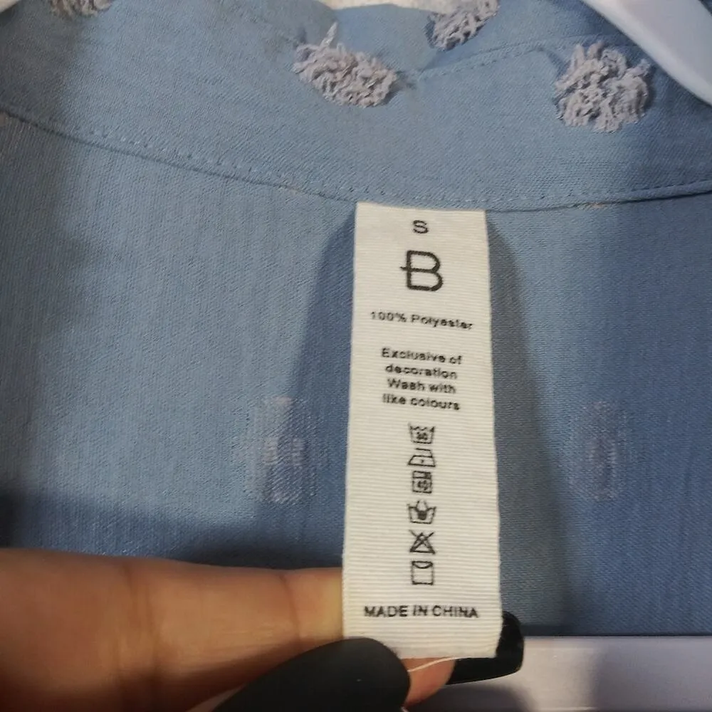 Blooming Jelly Swimsuit Coverups Blue Chiffon  Swimwear Cover Dress Size Small - Image 6