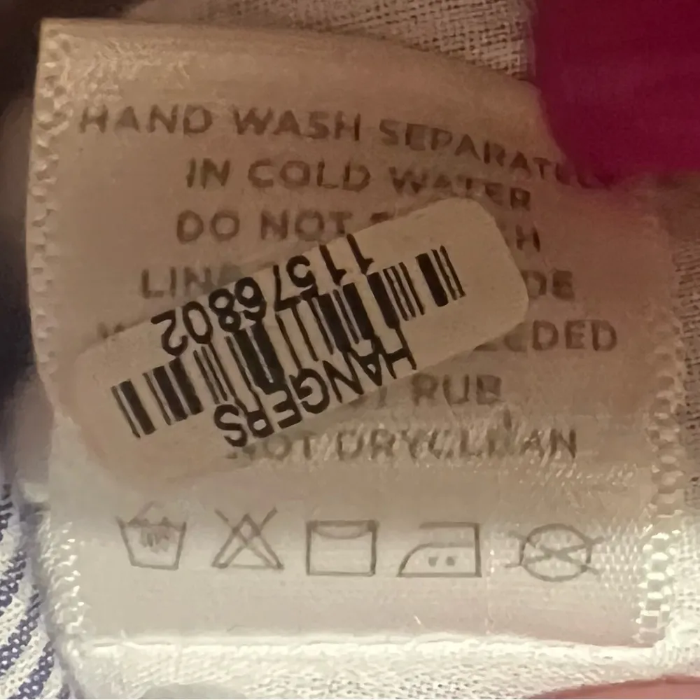 Roller Rabbit Blue & White Stripe Floral Embroidered Crochet Shift Dress Sz L/XL - Image 16