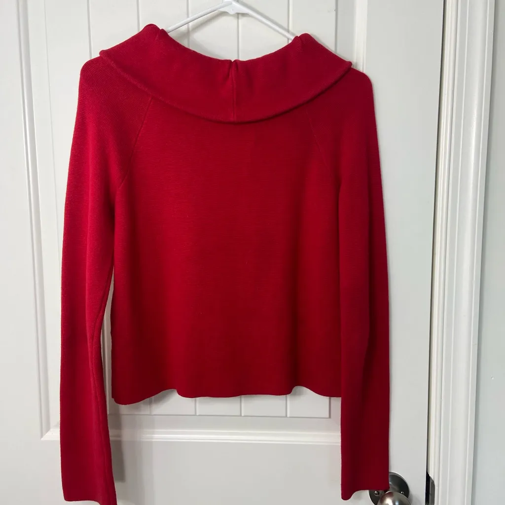 EUC AK Anne Klein women’s red‎ rounded collar button cropped knit sweater small - Image 5
