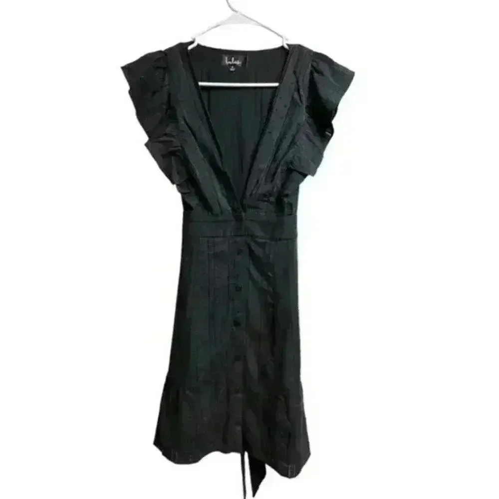 Lulu's Daydreaming‎ Of You Black Swiss Dot Button Front Mini Dress - Image 3