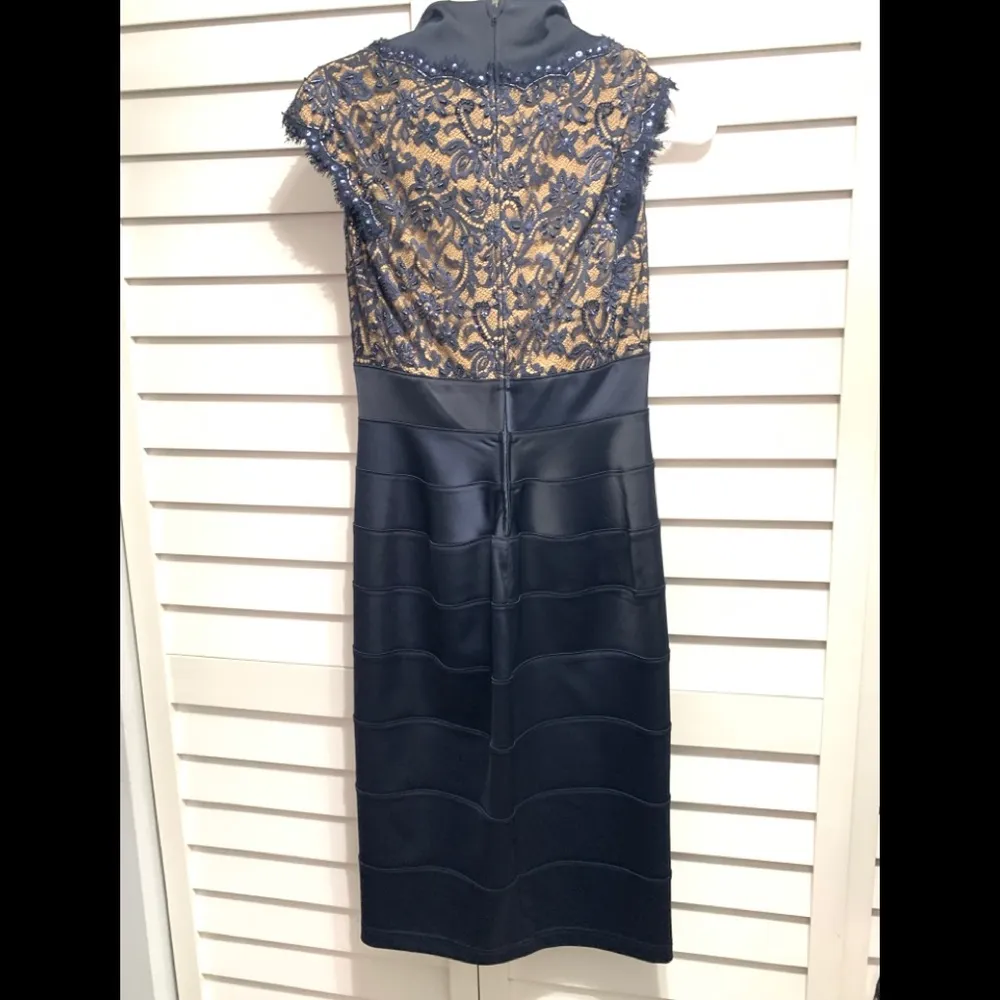 Tadashi Shoji Navy Blue Sheath Cocktail Dress - Image 6