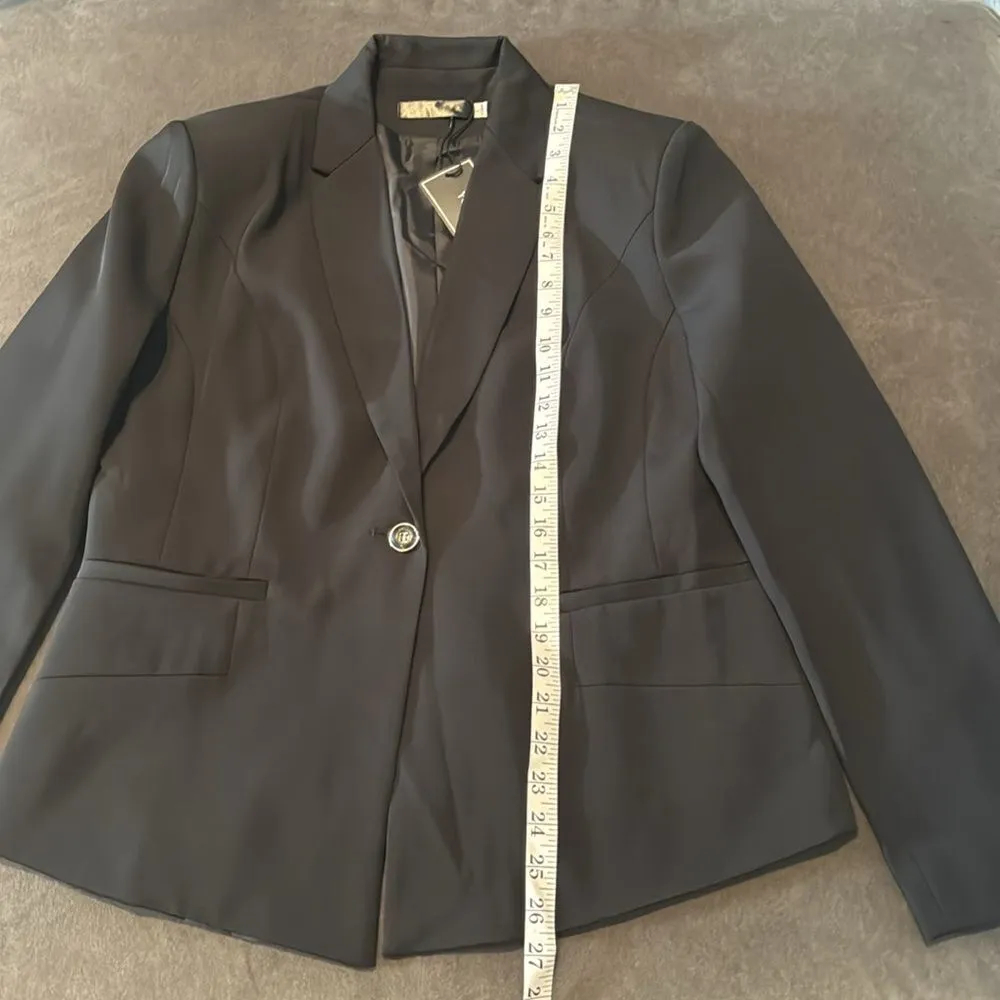 Women’s Black 2 Piece Pant Suit One Button Formal Office Wedding Size L NWT Size L - Image 7