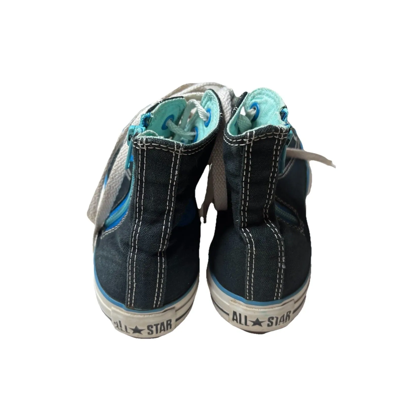 Converse Chuck Taylor All Star Sneakers High Top Double Tongue Blue Black Sz 6 - Image 2