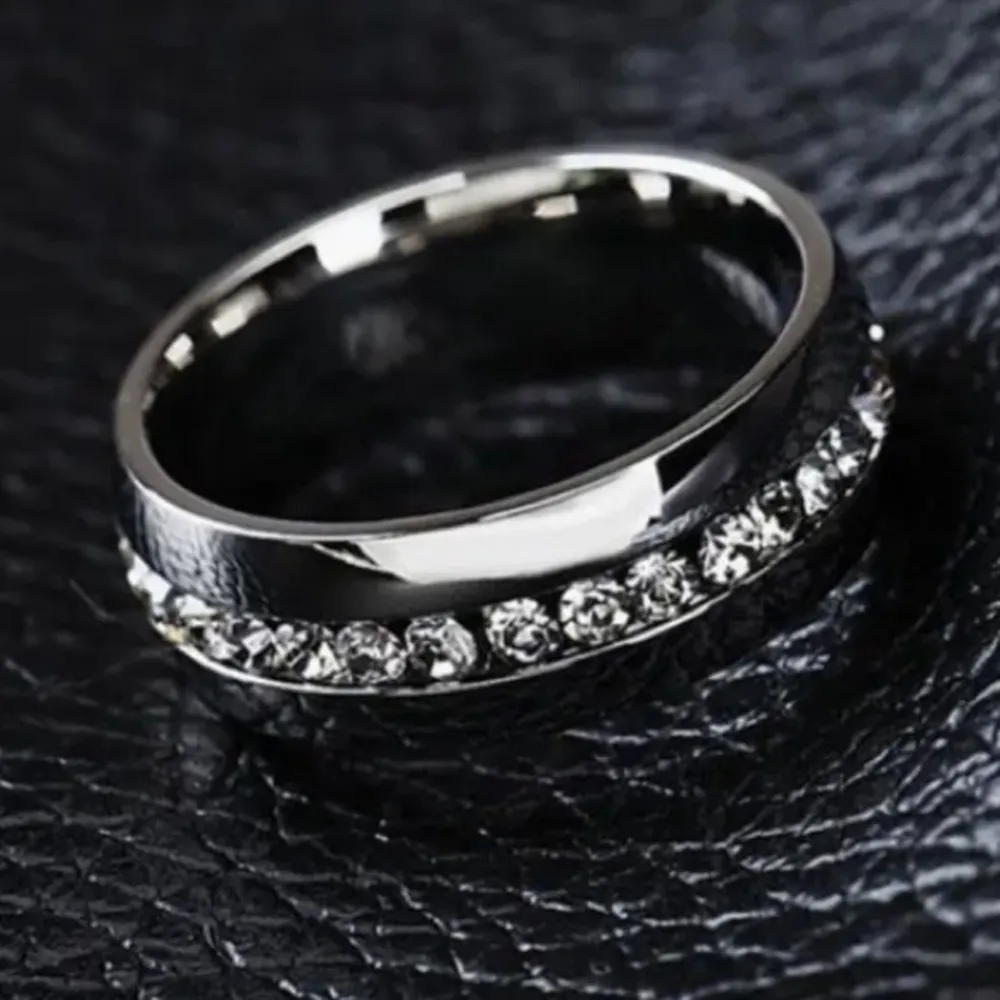 Steel CZ Band Ring Silver Size 8 - Image 4