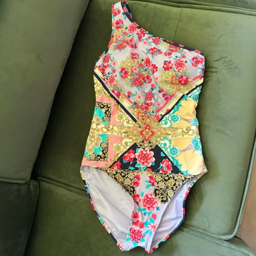 Johnny Was Floral One Shoulder Raina One Piece Swimsuit Size S - Image 6