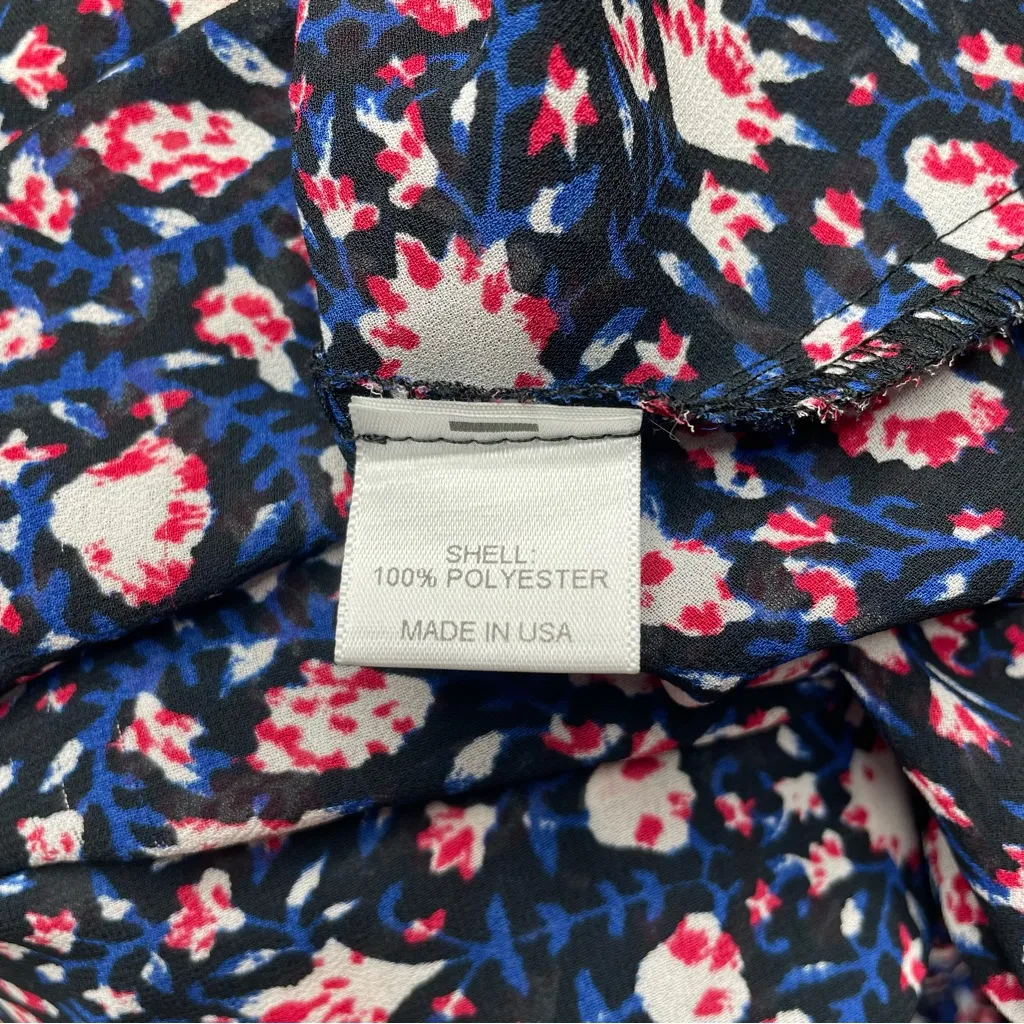 WAYF High Low Floral Faux Wrap Surplice Blouse Top Large 3/4 Sleeve Multicolor - Image 6