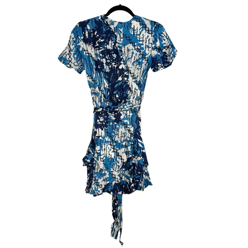 NWT Reiss Posey Ditsy Print Italian Fabric Blue Mini Dress US 0 - Image 4