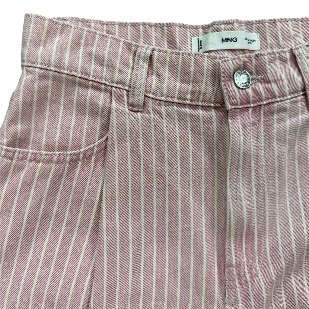 MANGO Striped Denim Shorts Pink - Image 3