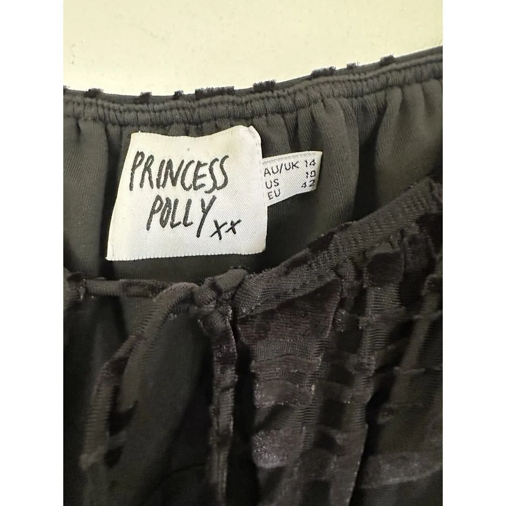 Princess Polly Black Violet Velvet Burnout Button Down Mini Dress Size 10 - Image 8